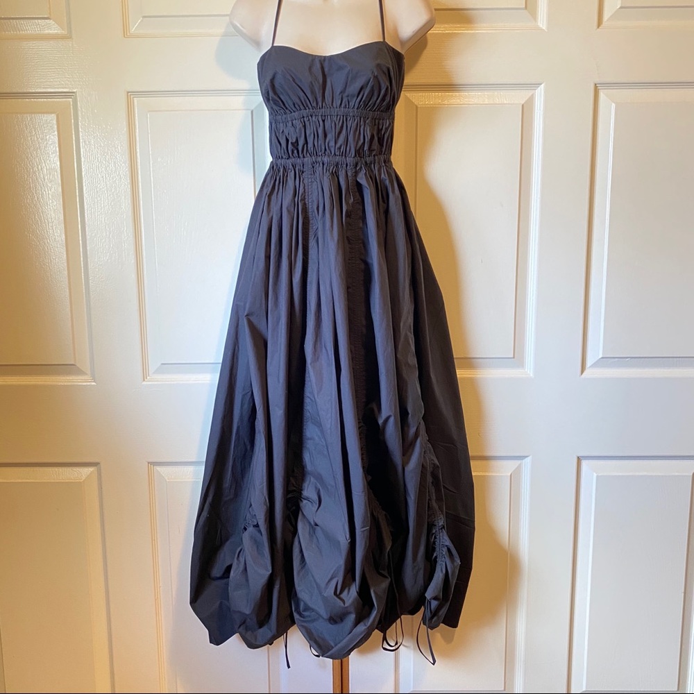 Susana Monaco Navy Blue Maxi Dress with Bubble Hem